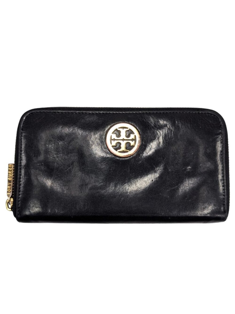 Tory Burch Black Leather Carson Long Zippy Continental Zip Around Wallet